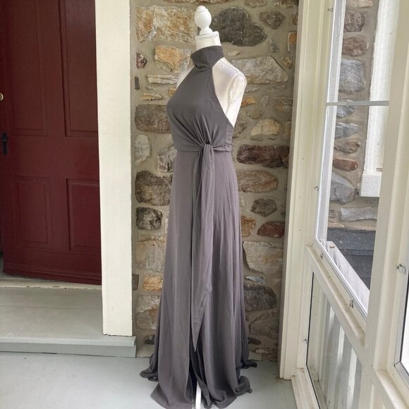 NWT Anthropologie BHlDN Jenny Yoo Elliya Maxi Dress Charcoal Gray Womens 2 - Picture 8 of 12